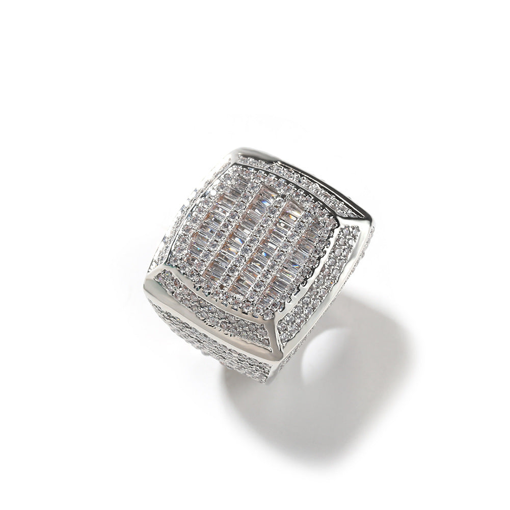 Rings Vintage Square Diamond Set Hip Hop Finger Ring Spectrum Royalty