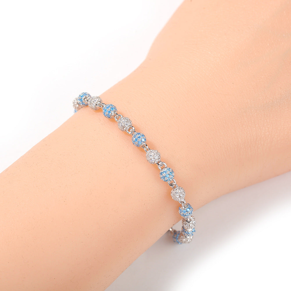 Bracelet Copper Zircon Bracelet Round Bead Bracelet ins St. Valentine's Royalty