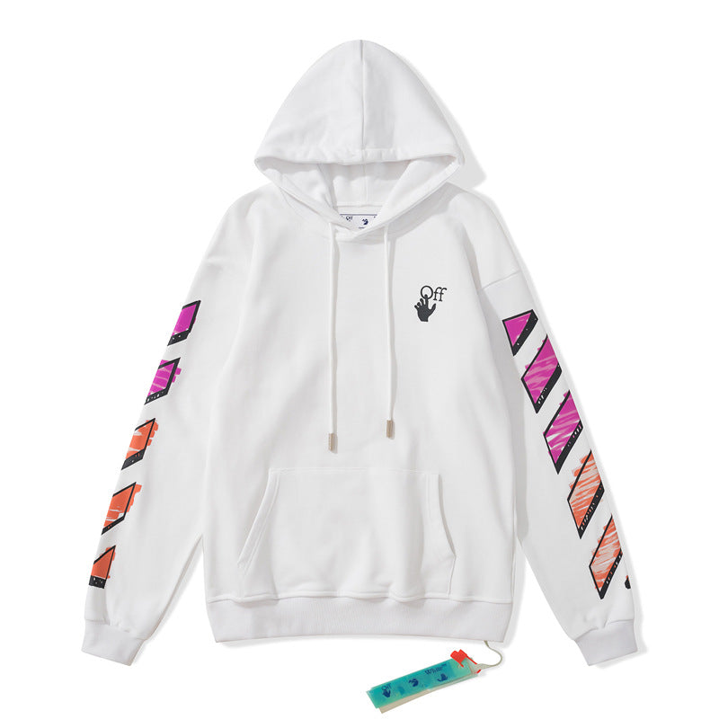 OW  hoodie pink orange gradual change arrow pattern hooded