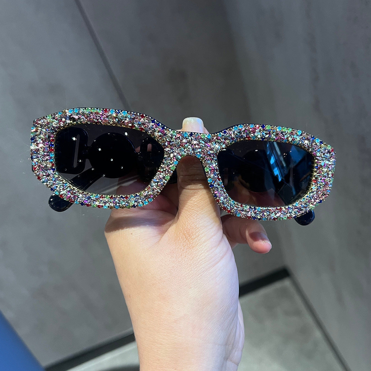 Trendy punk glasses with diamonds
