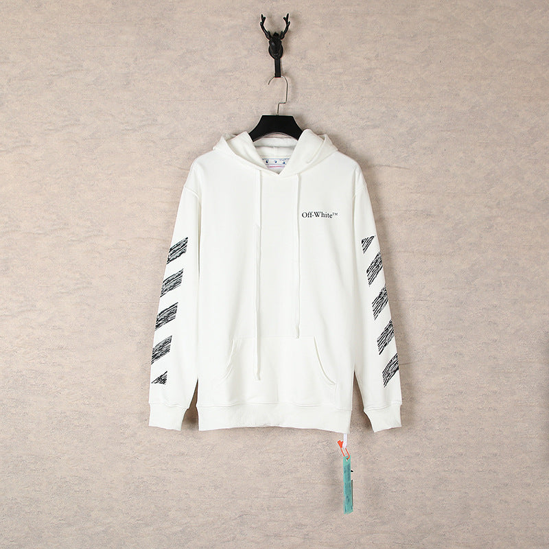 OW hoodie sketch pattern arrow terry hooded
