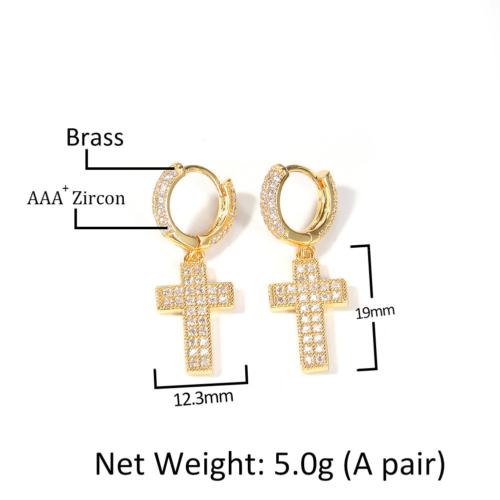 Earrings Zircon 'Cross' Earrings Spectrum Crosses