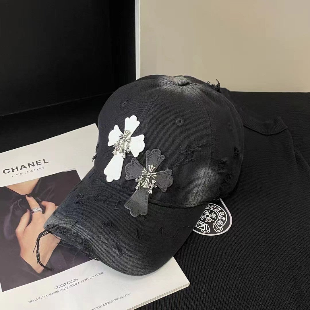 Chh Chrome Heart Hat Soft Top Baseball Cap Women's Cross Sunshade Sunscreen