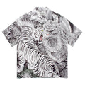 GUILTYPARTIES TIGER Shirts 22AW Dragon and Tiger Fight, Tiger Print Hawaiian Short Sleeve Shirt Men