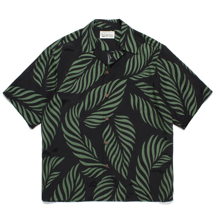 GUILTYPARTIES TIGER Shirts 23SS LEAF ALOHA Leaf Full Print Hawaiian Short Sleeve Shirt Men