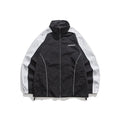 Unisex Jacket Vintage V Contrast Color Stand-up Collar Sports Jacket Men's and Women's Coats