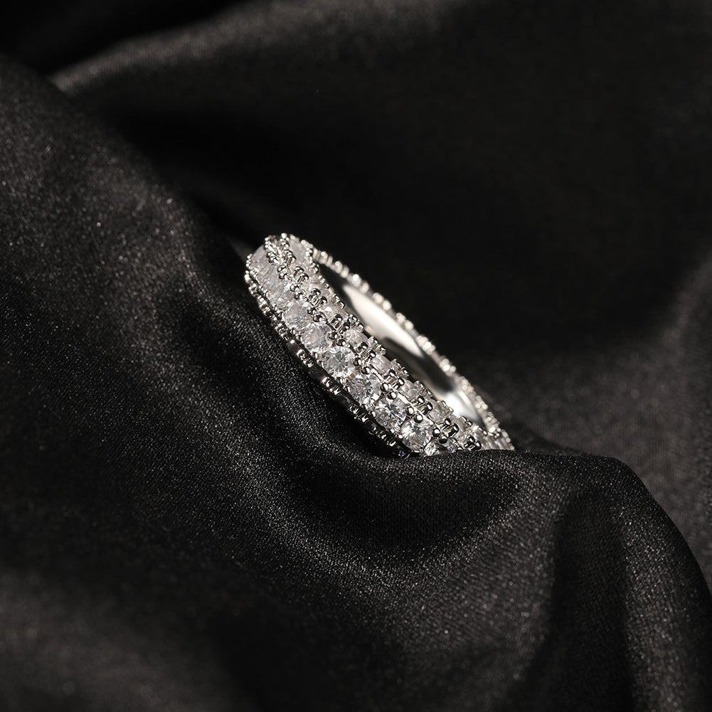 Rings Simple Three-Sided Zircon Design Hip Hop Ring St. Valentine's