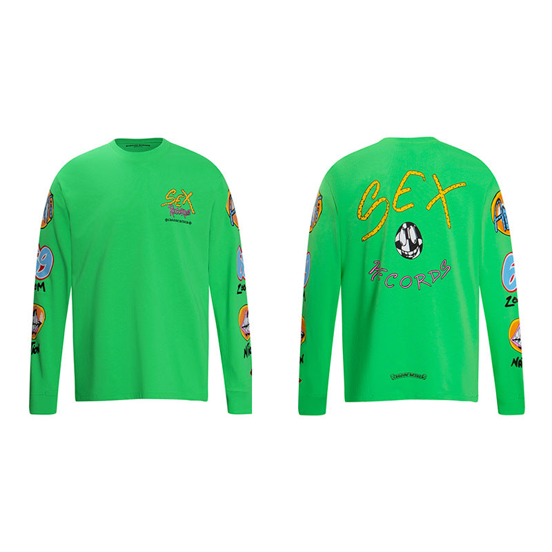 CHH  Heart Long Sleeve Shirt Unisex Fashion Loose Long Sleeve Shirt
