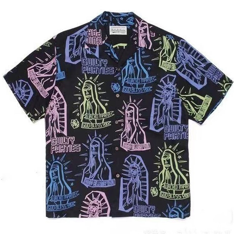 GUILTYPARTIES TIGER Shirts 18SS Heaven Tokyo, covered in pineapple skull Hawaiian short-sleeved shirt