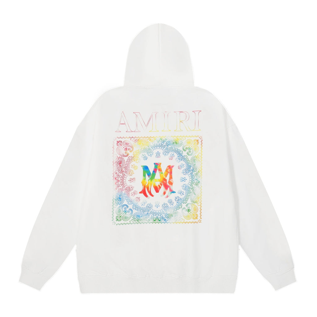 Amiri Hoodie AMI Colorful Pattern Letter Print Hooded Sweater for Men and Women