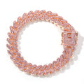 Bracelet Cuban Chain Necklace ins Wind Rose Gold Pink Diamond Alloy Hip Hop Spectrum St. Valentine's