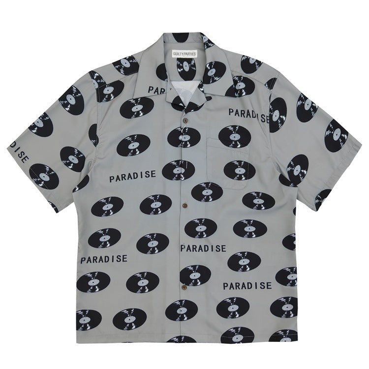 GUILTYPARTIES TIGER Shirts 24ss vinyl record rayon hawaiian casual short-sleeved shirt men