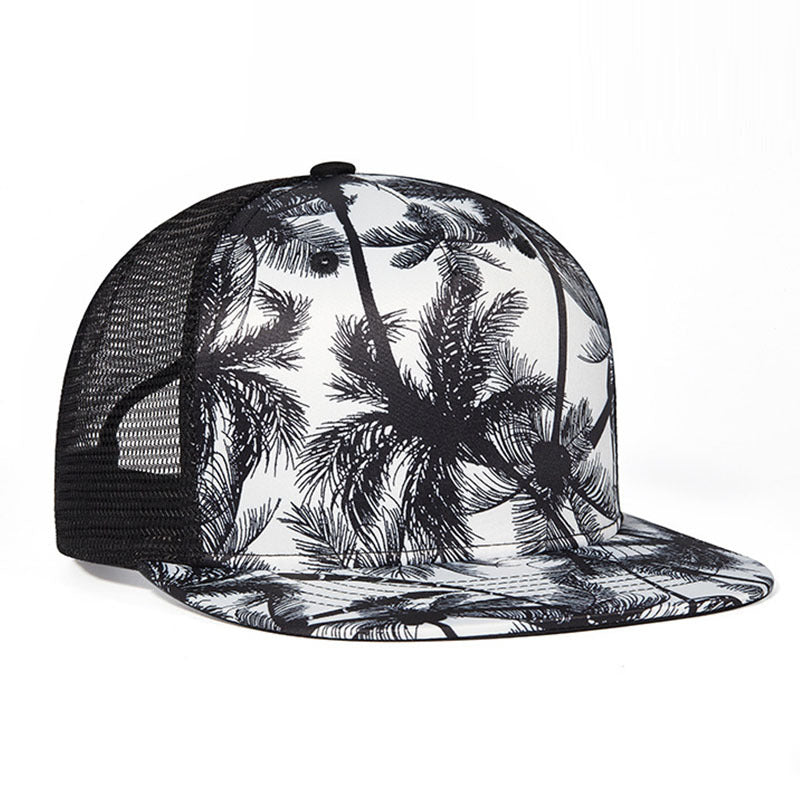 Trendy flat brimmed snapback hats mesh wide brim sun shade