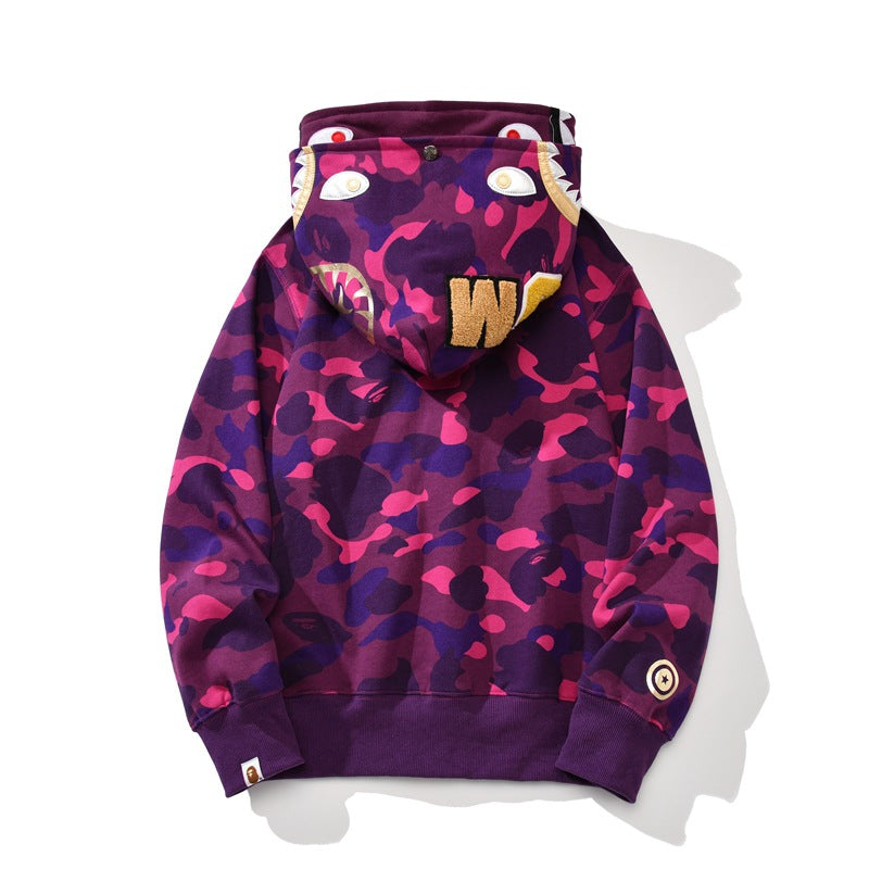 Ape Hoodie Gold Shark Double Hat Camouflage