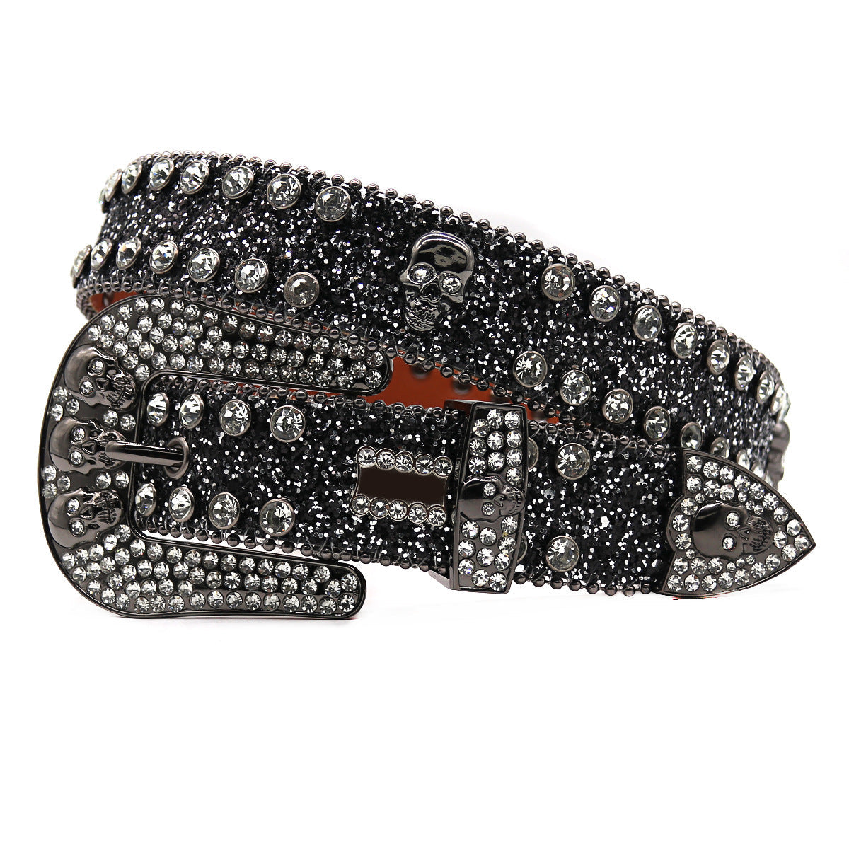 Hip-hop punk rhinestone belt skull