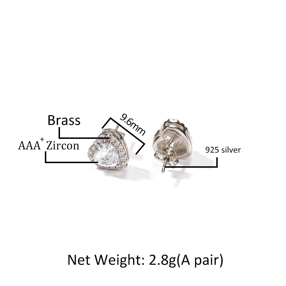 Earrings Heart Zircon Earrings St. Valentine's Spectrum