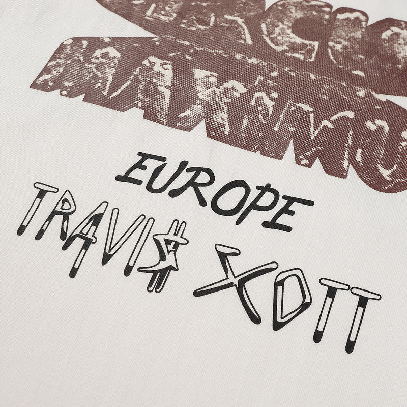Travis Scott T-Shirt Travis Scott 24ssTOUR EUROPE Crew Neck Short Sleeve