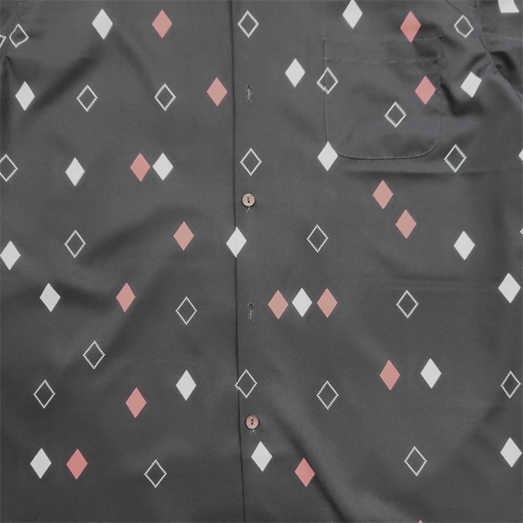 GUILTYPARTIES TIGER Shirts square pattern print rayon Hawaiian short-sleeved shirt beach shirt