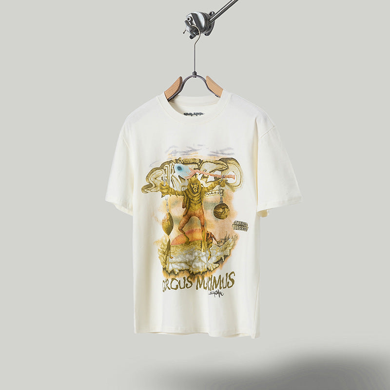 Travis Scott T-Shirt Travis Scott Utopia Tour Skull Soldier Casual Print Loose Short Sleeve