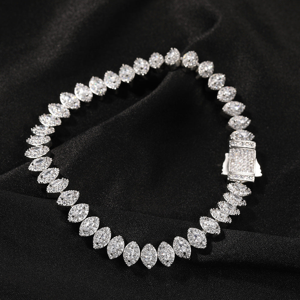 Bracelet Full Diamond Spring Button Horse Eye Bracelet Hip Hop Micro Zircon Spectrum St. Valentine's