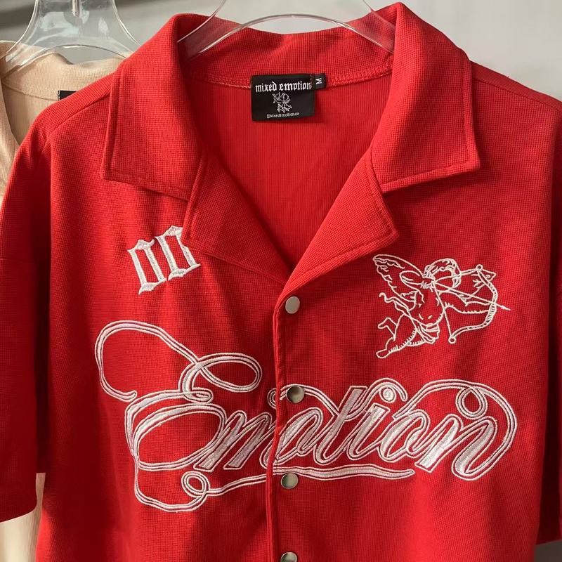 Mixed Emotion T-Shirt Embroidered polo shirt lapel casual loose short sleeve