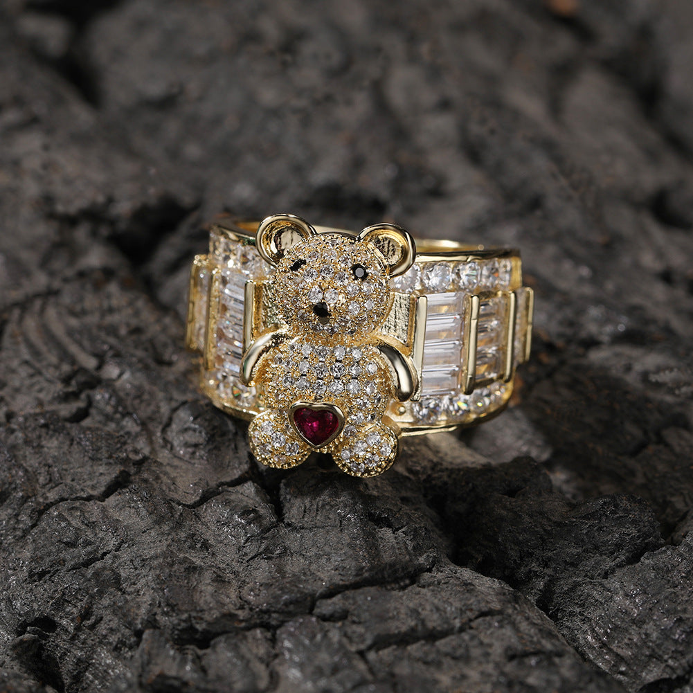 Rings Bear Diamond Ring Female ins St. Valentine's