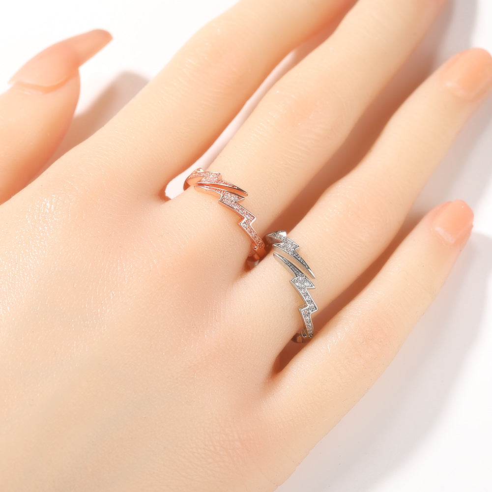Rings Hip Hop Copper Zircon Cool Lightning Ring Spectrum