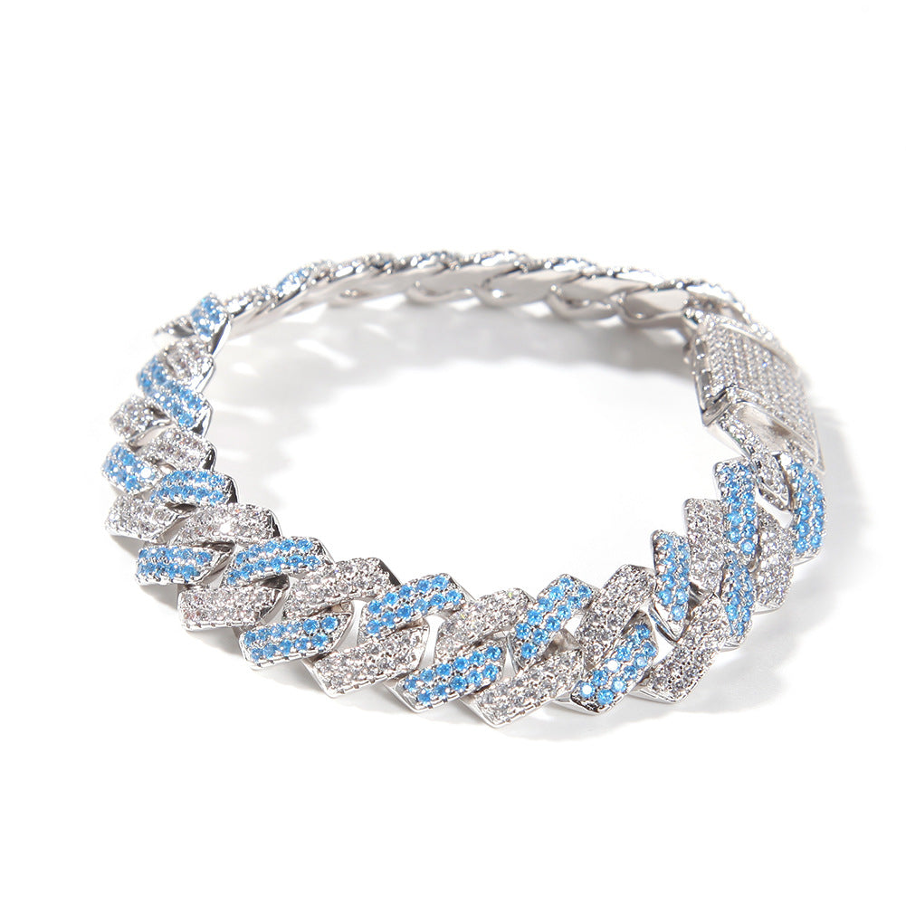 Bracelet silver powder matching bar Cuban chain bracelet hiphop St. Valentine's Spectrum