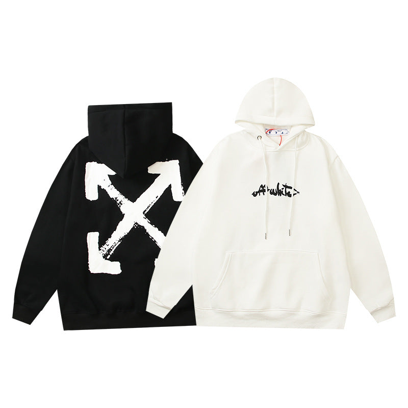 OW  hoodie Cartoon graffiti arrow pattern fleece hoodie