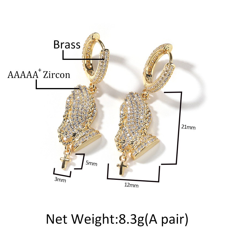 Earrings Zircon Glove Shaped Earrings Spectrum