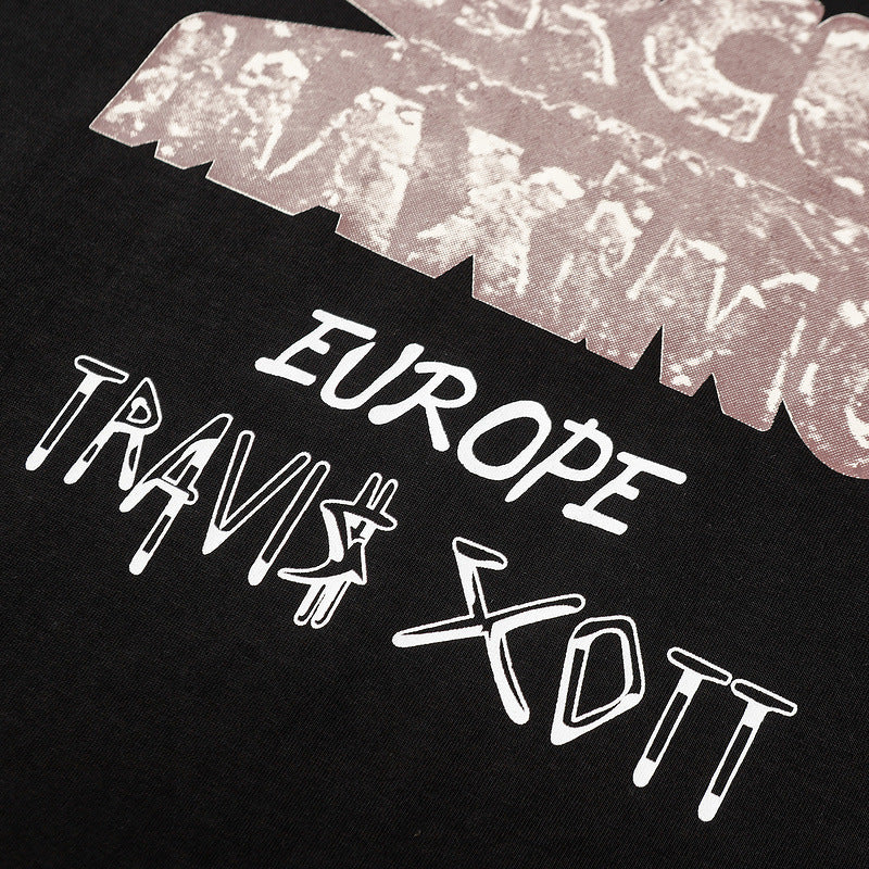 Travis Scott T-Shirt Travis Scott 24ssTOUR EUROPE Crew Neck Short Sleeve