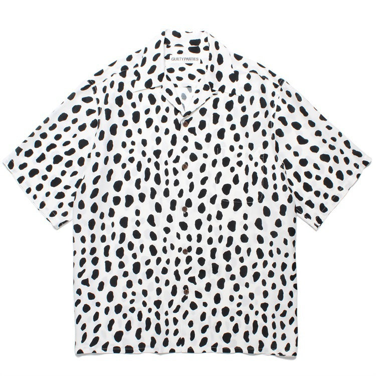 GUILTYPARTIES TIGER Shirts 24ss LEOPARD SHIRT Leopard print Hawaiian short-sleeved shirt men