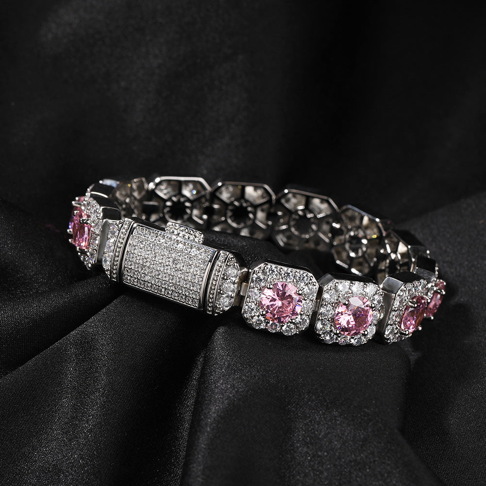 Bracelet Hip Hop Bracelet Copper with Zircon Color Spectrum St. Valentine's