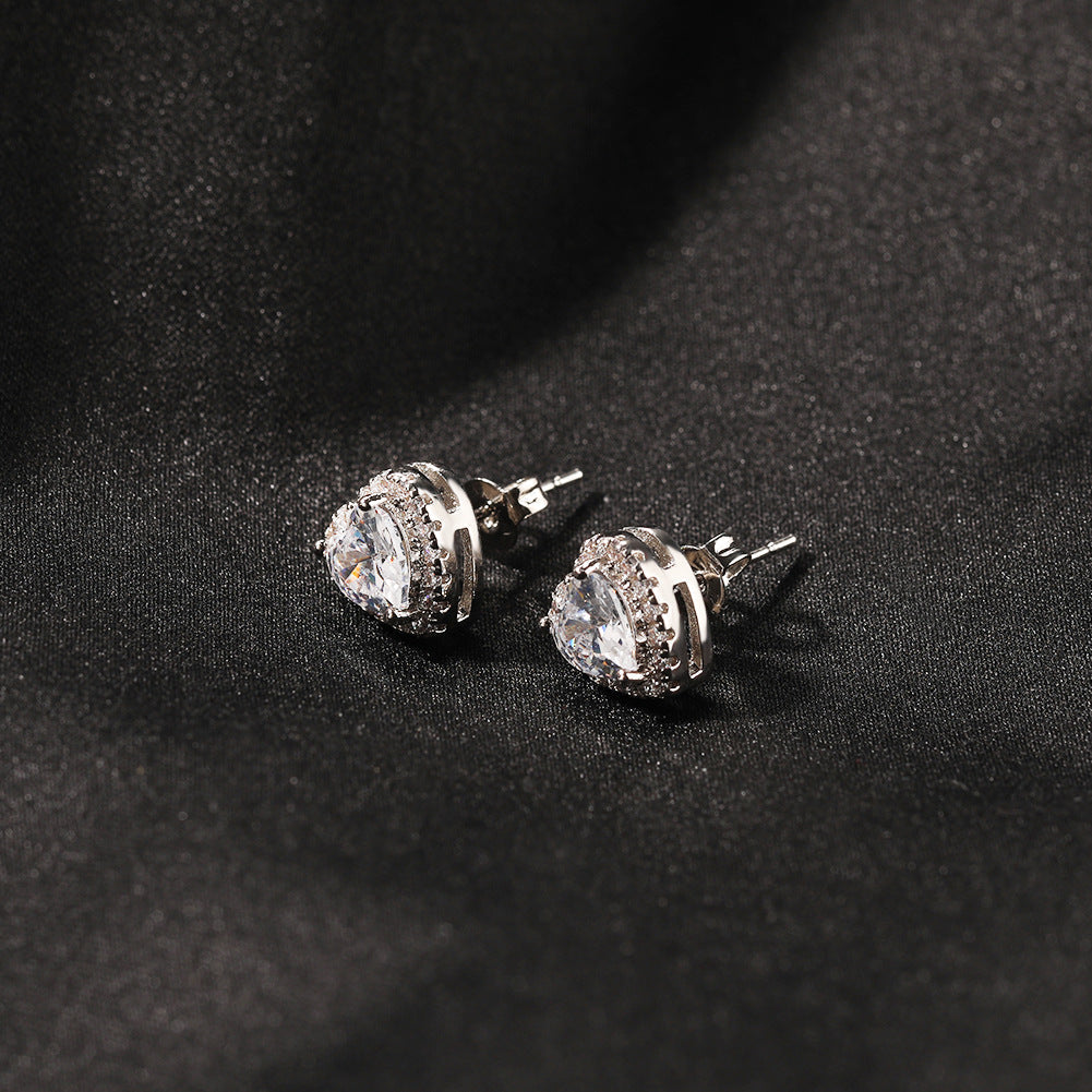 Earrings Heart Zircon Earrings St. Valentine's Spectrum