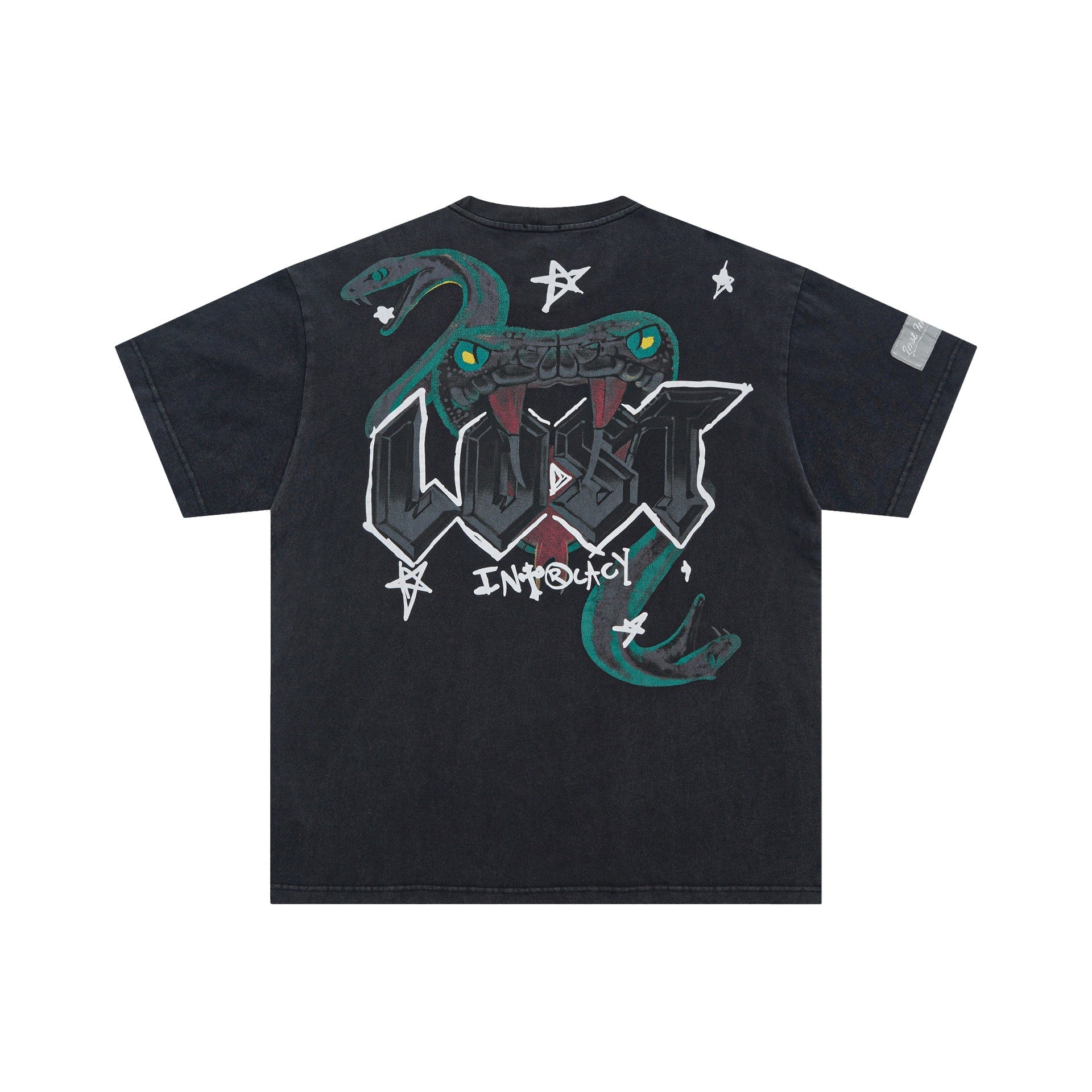 Lost Intricacy T-Shirt Medusa Snakehead Print Short Sleeve Wash