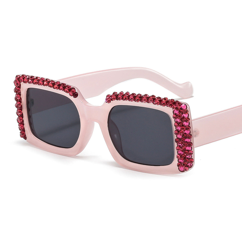 Trendy punk glasses diamond sunglasses uv protection