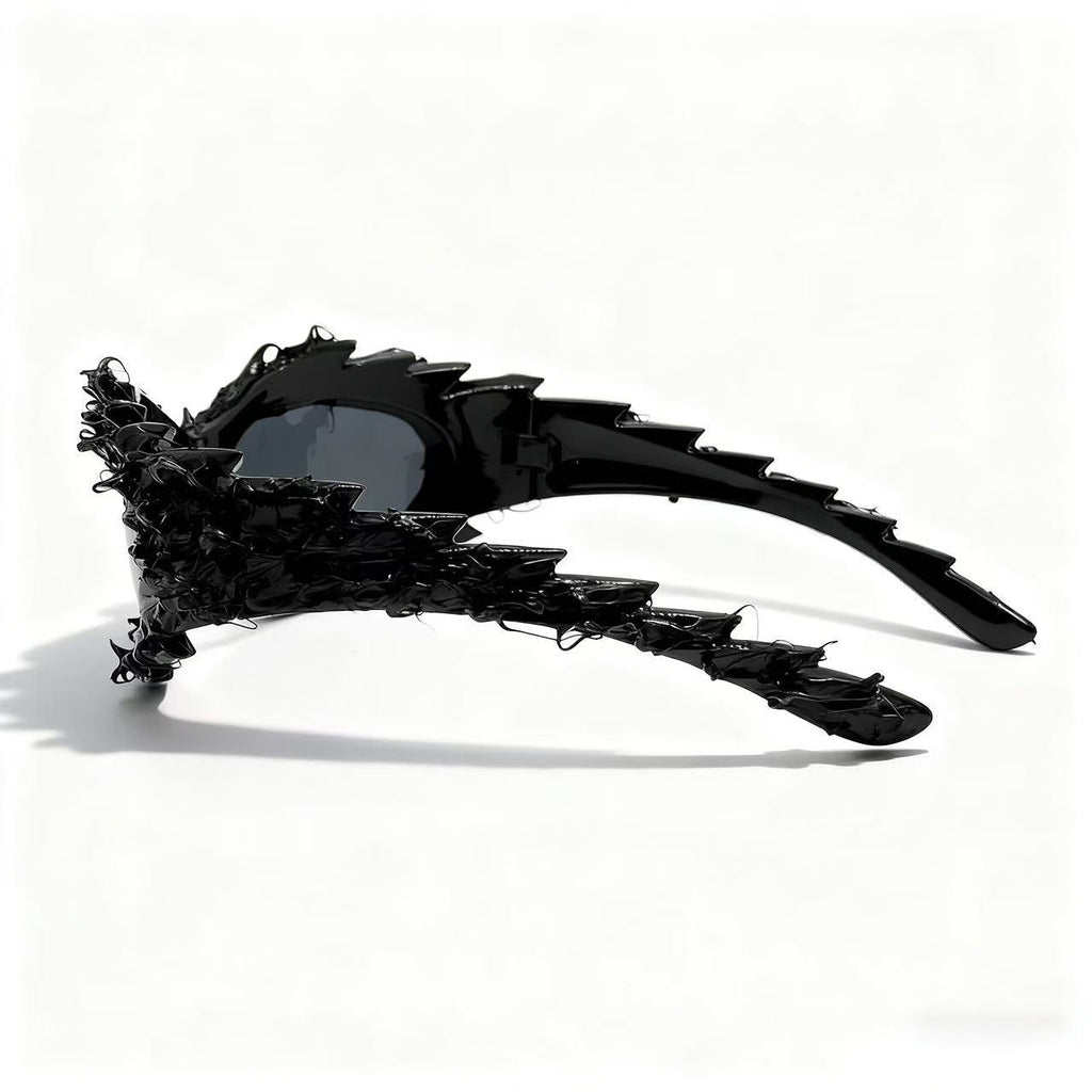 Trendy punk glasses asymmetrical dark cat eyes