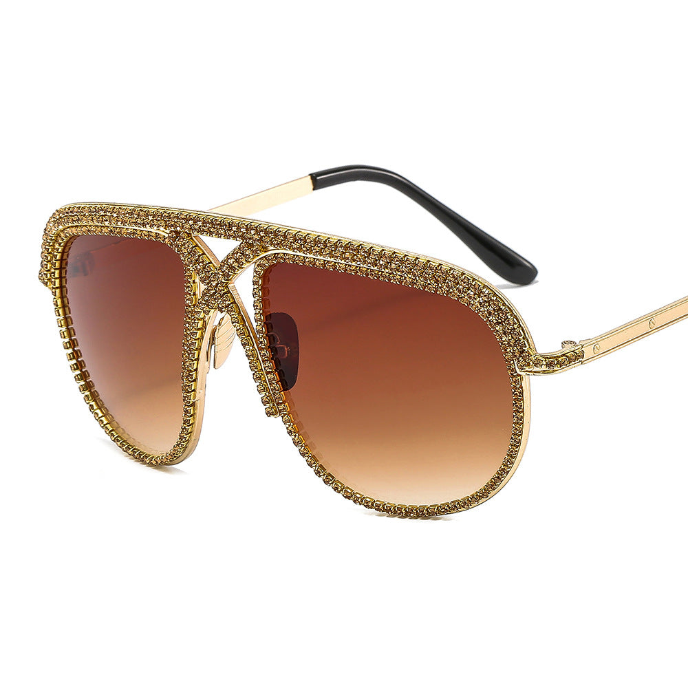 Trendy punk glasses diamond retro