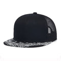 Trendy flat brimmed snapback hats breathable mesh
