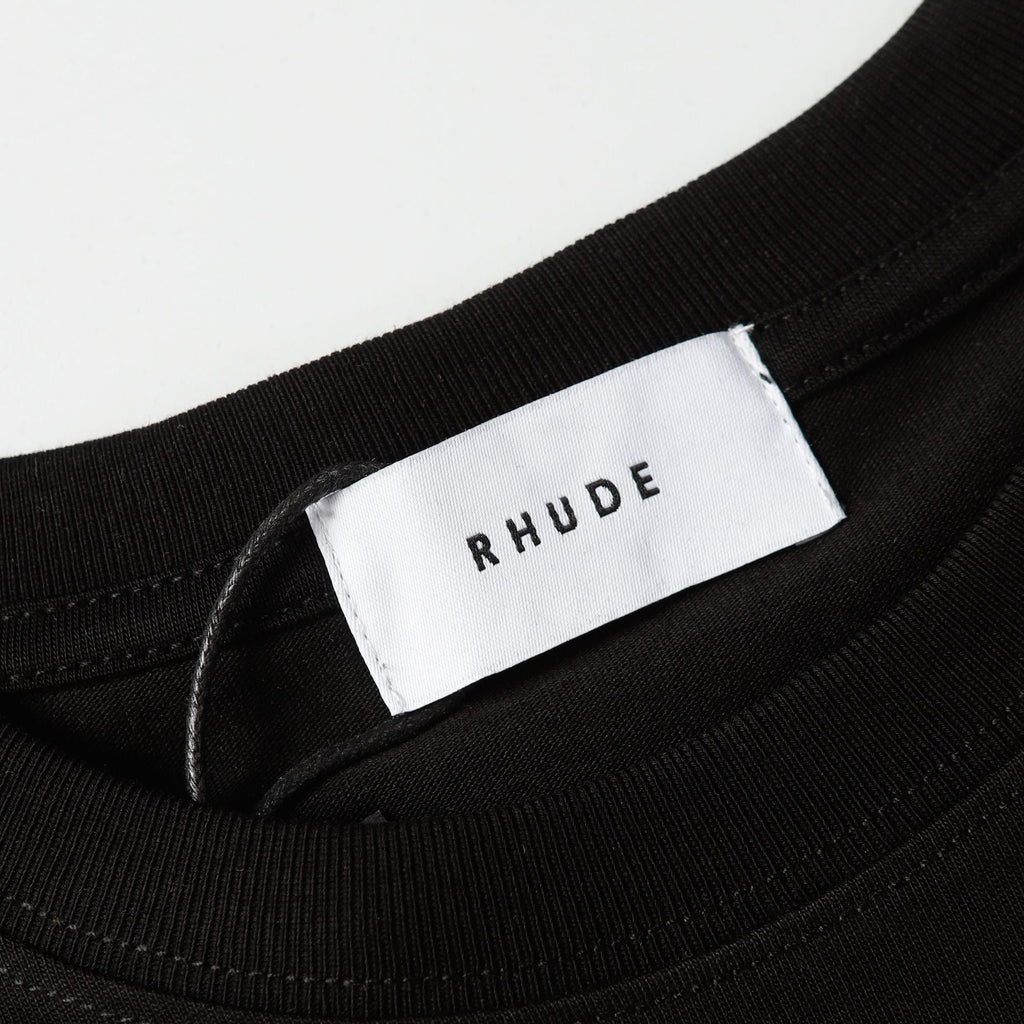 Rhude T Shirt Striped Sunset Snow Mountain Print Short Sleeve T-Shirt