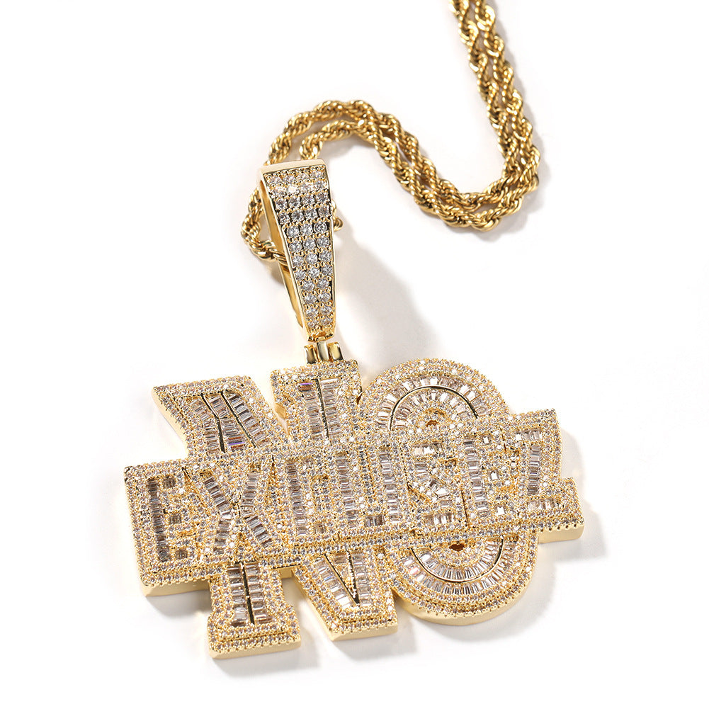 Jewelry Hip Hop Necklace Microencrusted Zircon Fashion Twist Chain Spectrum Word Up St. Valentine's