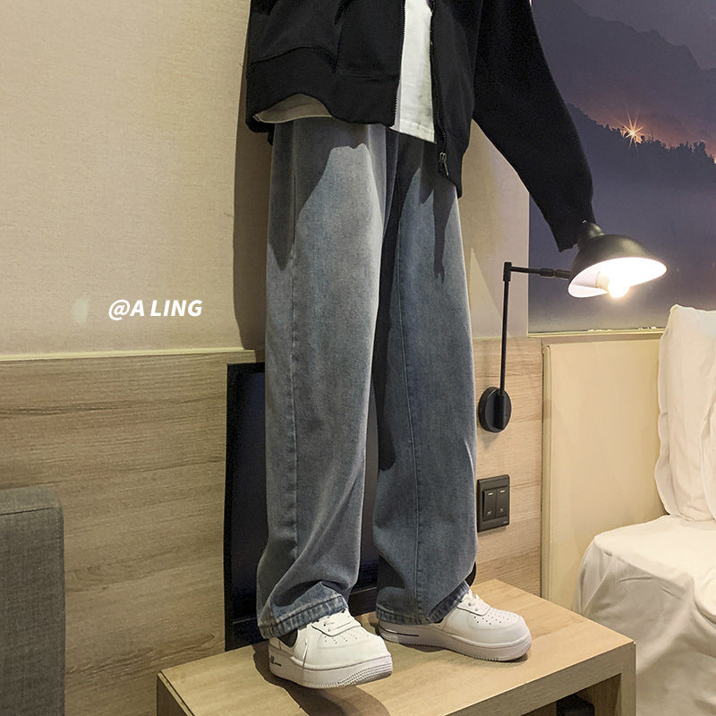 Men Jeans Loose Straight Spring and Autumn Wide Leg Trousers