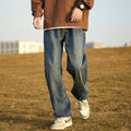 Men Jeans Retro Washed Jeans Men's Spring and Autumn Baggy Straight Trousers Casual Trousers