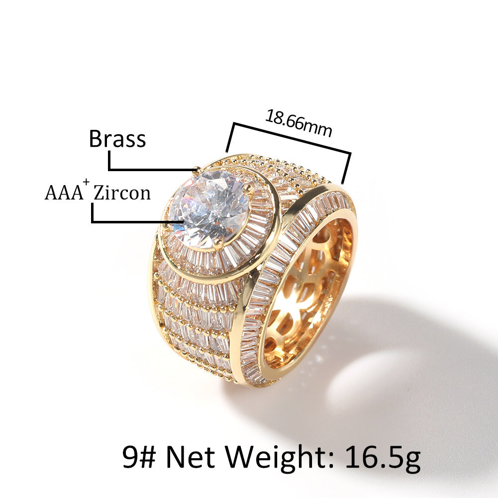 Rings Hip Hop Index Finger Ring Copper Zircon Ring ins Spectrum
