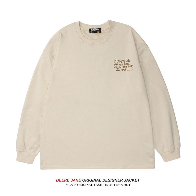 Men Pullover Hoodie Loose round Neck Long Sleeve Sweater Men Spring and Autumn