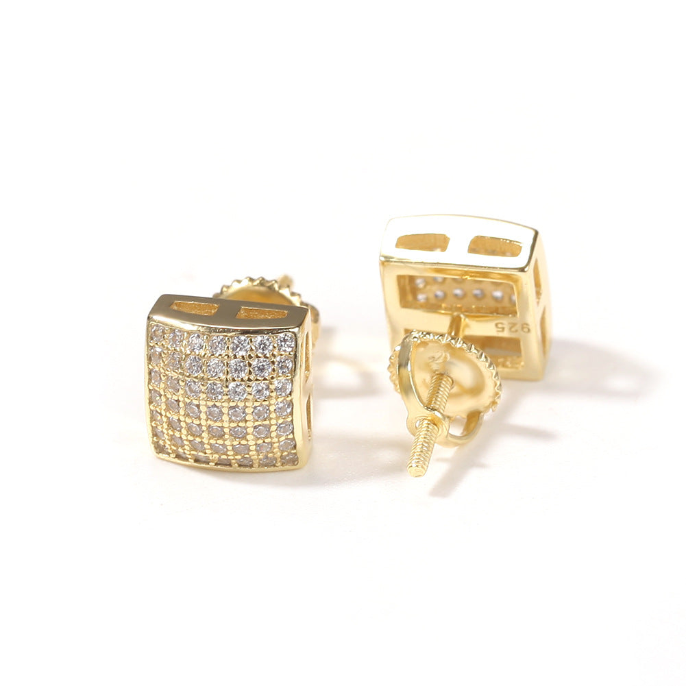 Earrings Square 925 Silver Zircon Earrings Spectrum