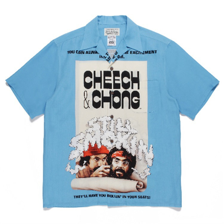 GUILTYPARTIES TIGER Shirts 22ss SMOKIN CHEECH & CHONG Hawaiian Short Sleeve Shirt Men