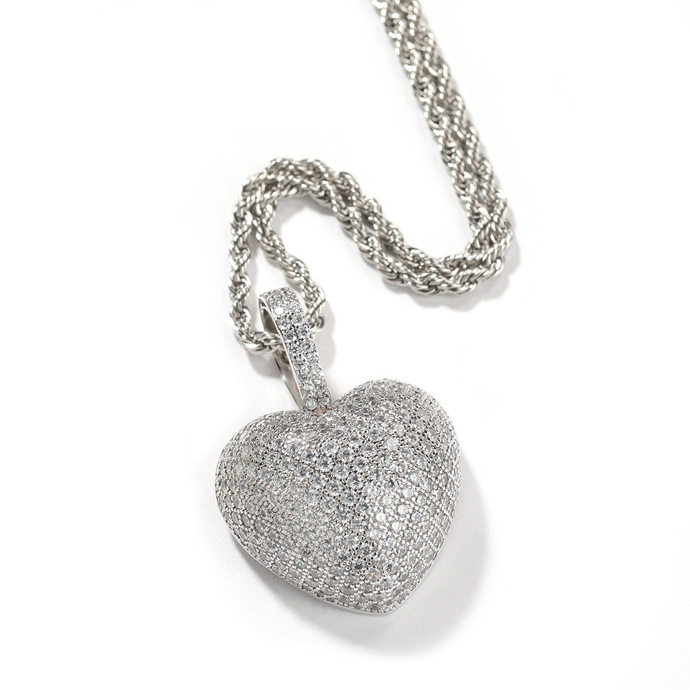 Jewelry 3D Love Pendant ins Zircon Rose Gold Heart St. Valentine's Spectrum Royalty