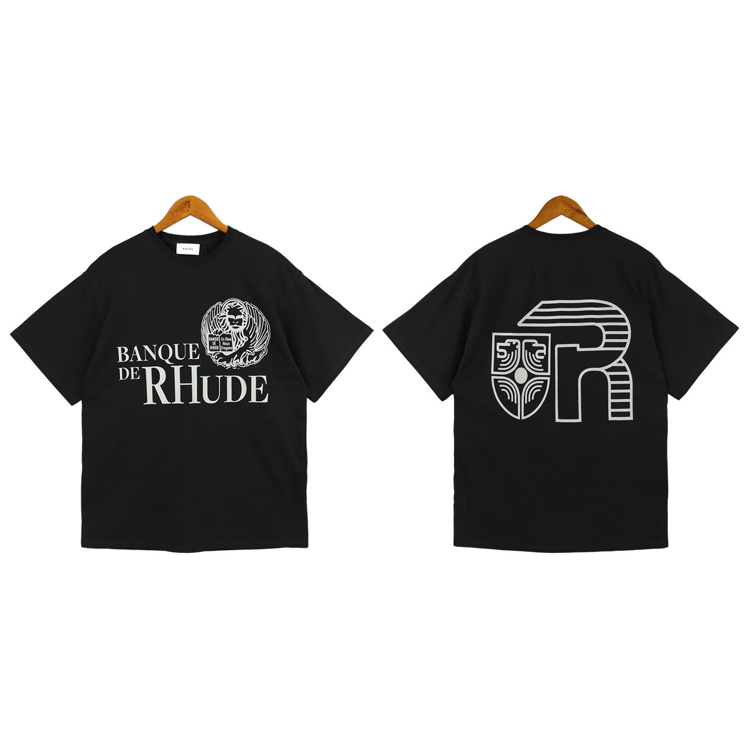 Rhude T Shirt Micro Label Letter Logo Line Pattern Short Sleeve T-Shirt Loose