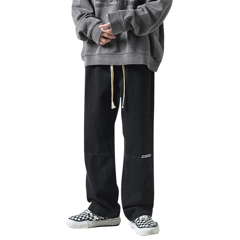 Men Jeans Spring and Autumn Straight Retro Wide-Leg Pants